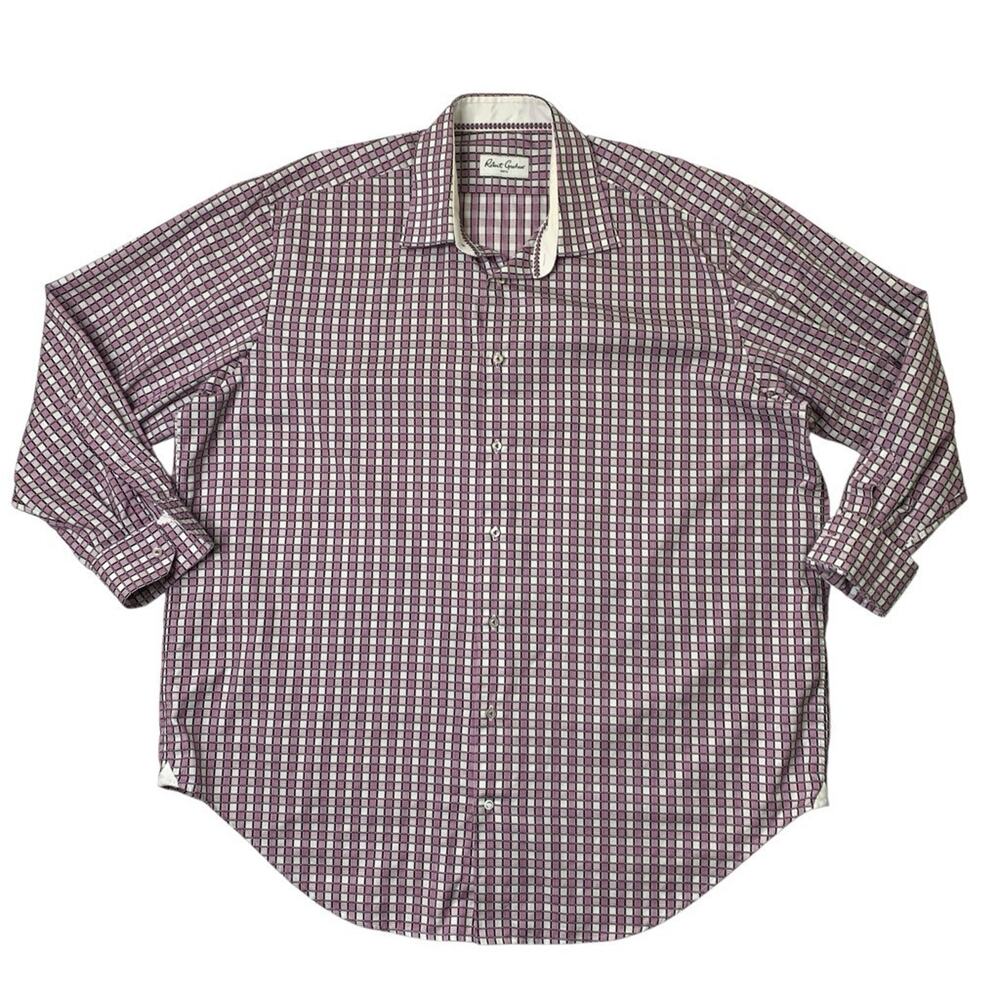 Robert Graham Shirt Mens 3XL Multi Cotton Tab Sleeve Check Long Sleeve Casual